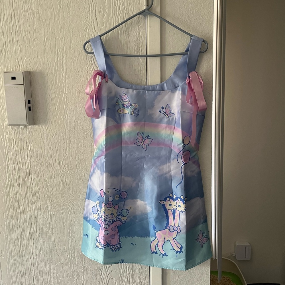 Sugar Thrillz Blue and Pink Cartoon Print Dress
